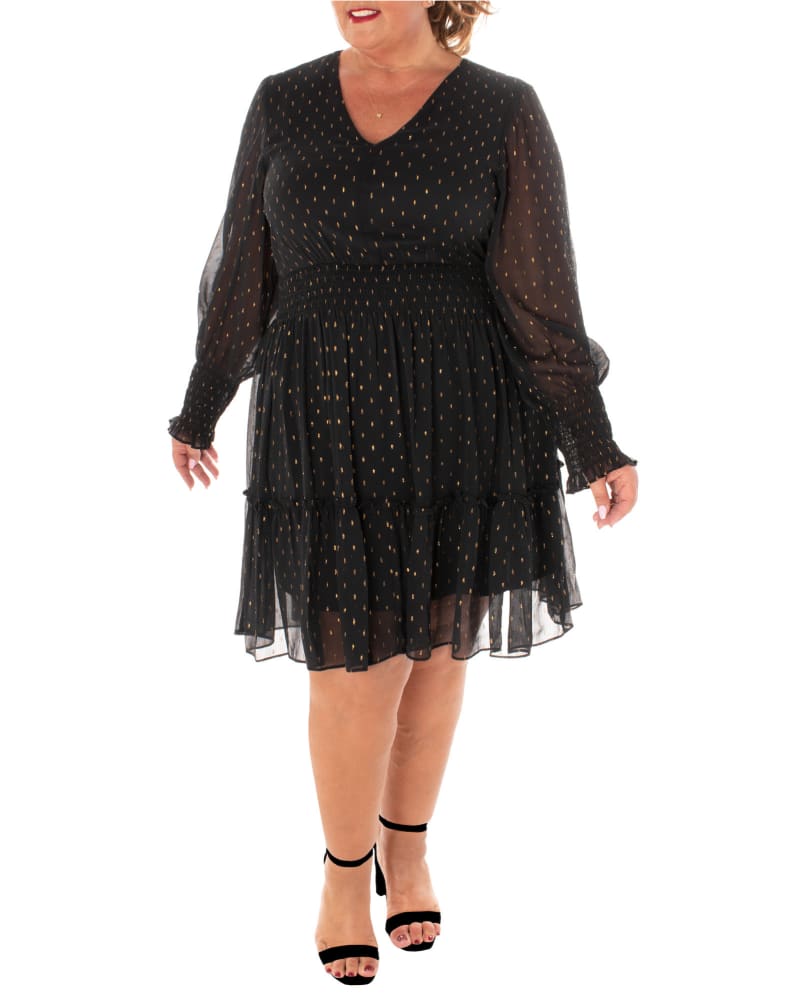 Hilary clip dot chiffon midi dress top